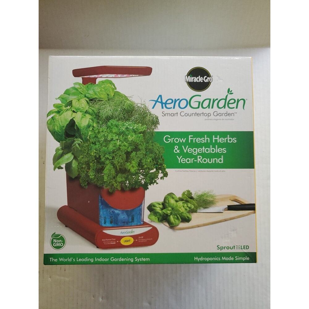 Miracle-Gro AeroGarden Sprout LED Smart Countertop Garden Model 100304-Red NEW